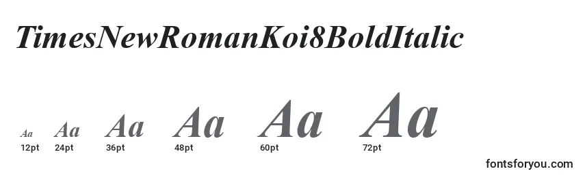 TimesNewRomanKoi8BoldItalic Font Sizes