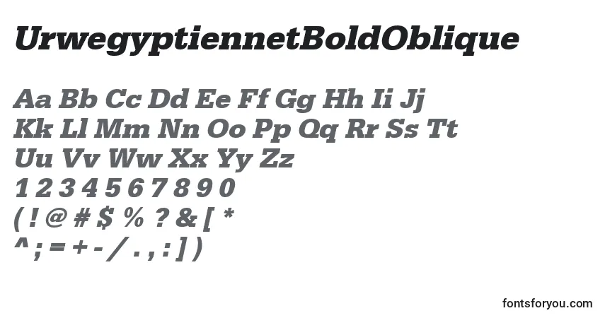 Fuente UrwegyptiennetBoldOblique - alfabeto, números, caracteres especiales