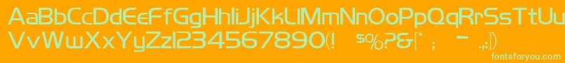 Koshgarianregular-Schriftart – Grüne Schriften auf orangefarbenem Hintergrund