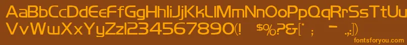 Koshgarianregular-Schriftart – Orangefarbene Schriften auf braunem Hintergrund