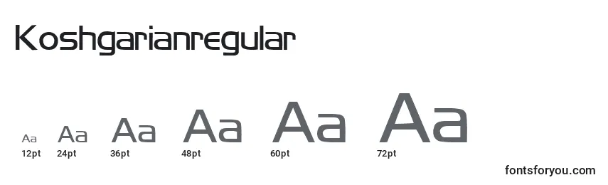 Размеры шрифта Koshgarianregular