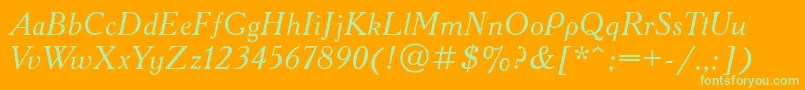 フォントAcademyttItalic – オレンジの背景に緑のフォント
