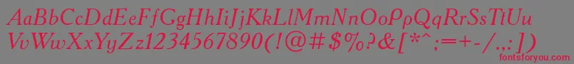 AcademyttItalic Font – Red Fonts on Gray Background