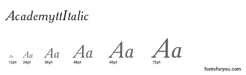Размеры шрифта AcademyttItalic