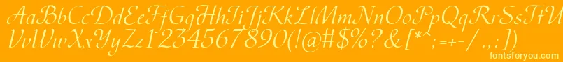 Saiba mais sobre a fonte Vesna Fonte Vesna – fontes amarelas em um fundo laranja