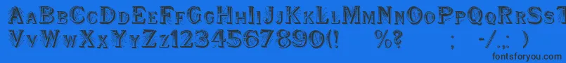 WoodenShipDecorated-Schriftart – Schwarze Schriften auf blauem Hintergrund