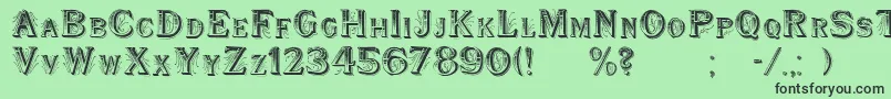 WoodenShipDecorated-fontti – mustat fontit vihreällä taustalla