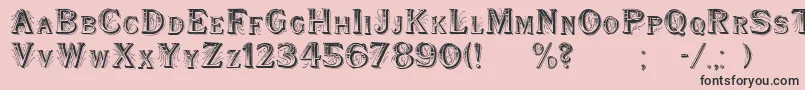 Czcionka WoodenShipDecorated – czarne czcionki na różowym tle