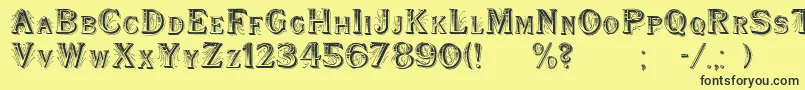 フォントWoodenShipDecorated – 黒い文字の黄色い背景