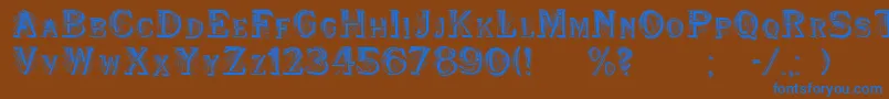 Czcionka WoodenShipDecorated – niebieskie czcionki na brązowym tle