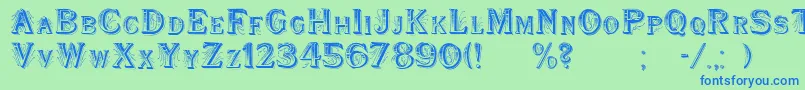 WoodenShipDecorated-fontti – siniset fontit vihreällä taustalla
