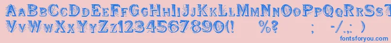 WoodenShipDecorated-fontti – siniset fontit vaaleanpunaisella taustalla