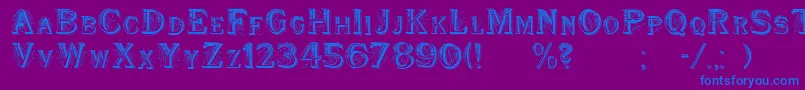 フォントWoodenShipDecorated – 紫色の背景に青い文字