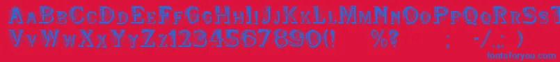 WoodenShipDecorated-Schriftart – Blaue Schriften auf rotem Hintergrund
