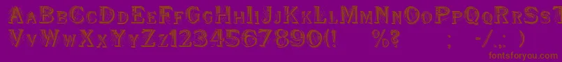 フォントWoodenShipDecorated – 紫色の背景に茶色のフォント