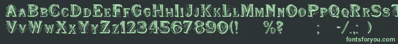 フォントWoodenShipDecorated – 黒い背景に緑の文字
