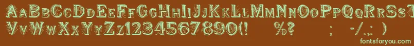 WoodenShipDecorated-fontti – vihreät fontit ruskealla taustalla