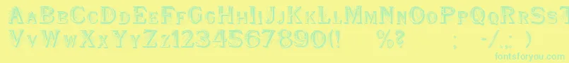 WoodenShipDecorated-fontti – vihreät fontit keltaisella taustalla