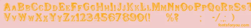 フォントWoodenShipDecorated – オレンジの文字がピンクの背景にあります。