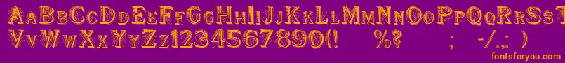 フォントWoodenShipDecorated – 紫色の背景にオレンジのフォント