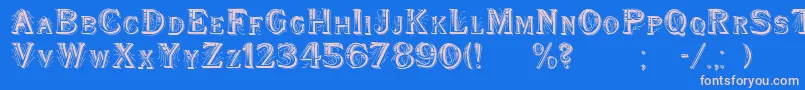 WoodenShipDecorated-fontti – vaaleanpunaiset fontit sinisellä taustalla