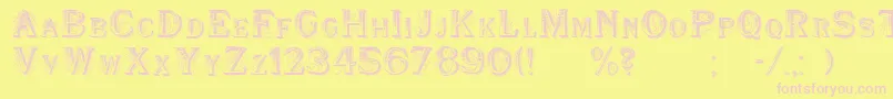 WoodenShipDecorated-fontti – vaaleanpunaiset fontit keltaisella taustalla