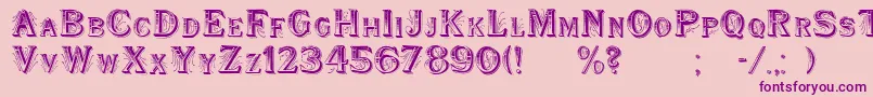 Czcionka WoodenShipDecorated – fioletowe czcionki na różowym tle