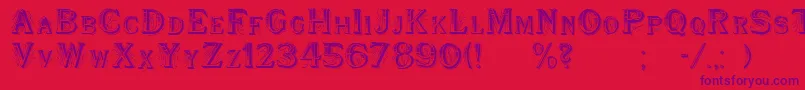 Czcionka WoodenShipDecorated – fioletowe czcionki na czerwonym tle