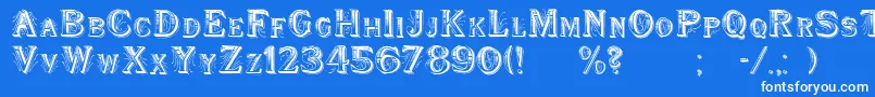 WoodenShipDecorated-Schriftart – Weiße Schriften auf blauem Hintergrund