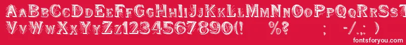 WoodenShipDecorated-Schriftart – Weiße Schriften auf rotem Hintergrund