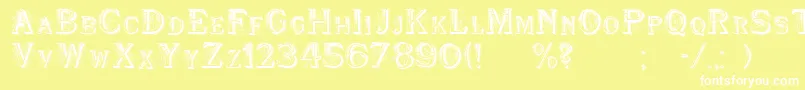 WoodenShipDecorated-fontti – valkoiset fontit keltaisella taustalla