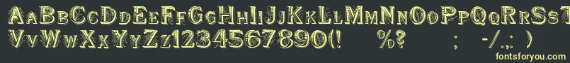 WoodenShipDecorated-fontti – keltaiset fontit mustalla taustalla