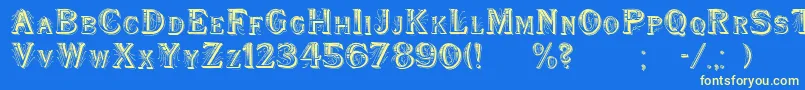 WoodenShipDecorated-fontti – keltaiset fontit sinisellä taustalla
