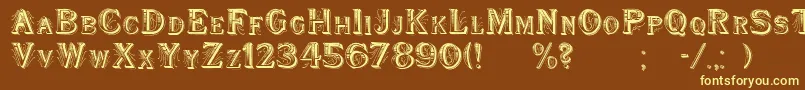 WoodenShipDecorated-fontti – keltaiset fontit ruskealla taustalla