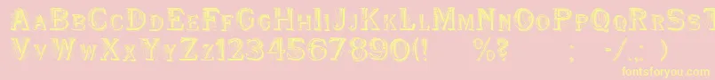 WoodenShipDecorated-fontti – keltaiset fontit vaaleanpunaisella taustalla
