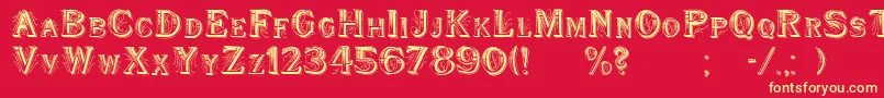 WoodenShipDecorated-fontti – keltaiset fontit punaisella taustalla
