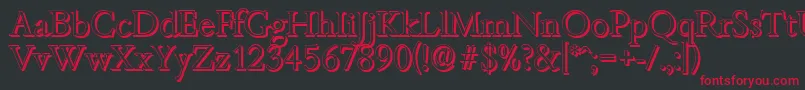 フォントBambergshadowLightRegular – 黒い背景に赤い文字