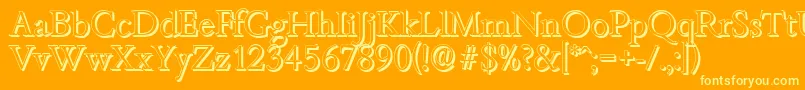BambergshadowLightRegular-Schriftart – Gelbe Schriften auf orangefarbenem Hintergrund