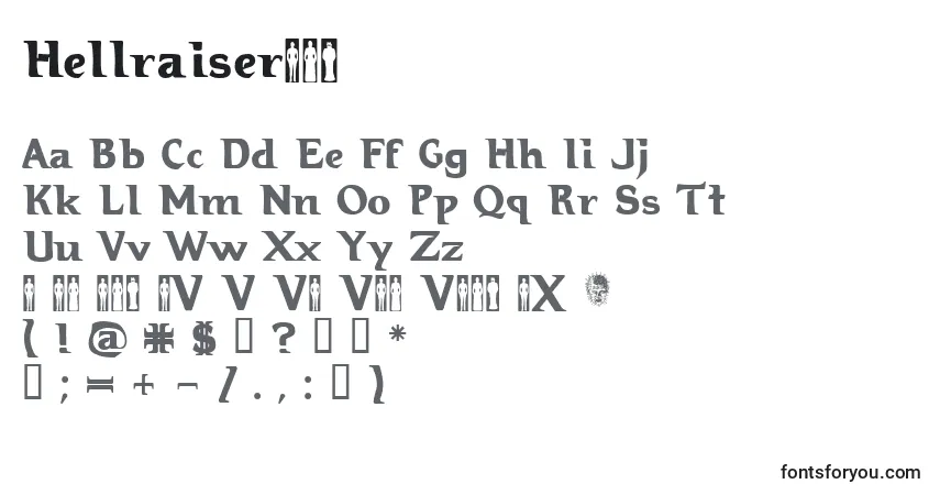 Czcionka Hellraiser3 – alfabet, cyfry, specjalne znaki