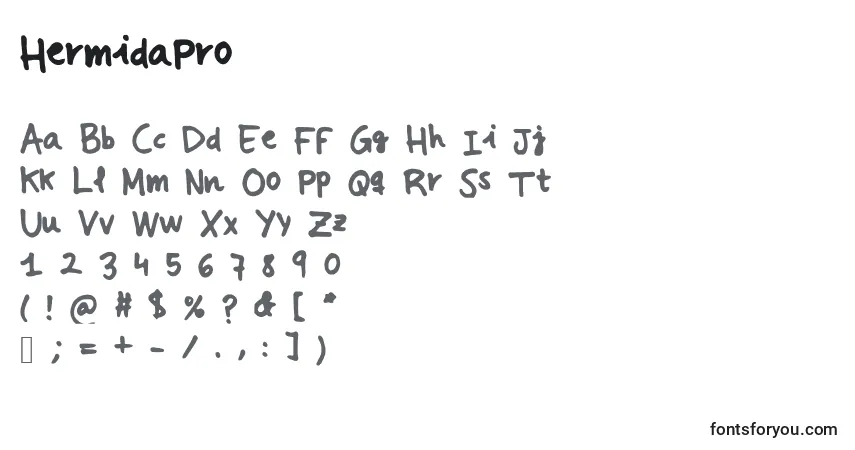 A fonte HermidaPro – alfabeto, números, caracteres especiais