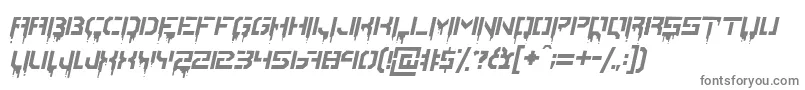 フォントStencilordieItalic – 白い背景に灰色の文字