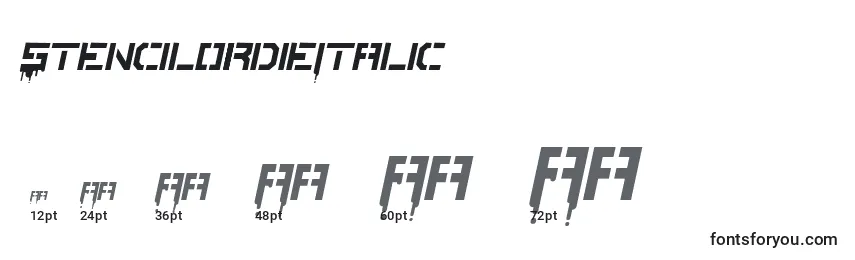 Размеры шрифта StencilordieItalic