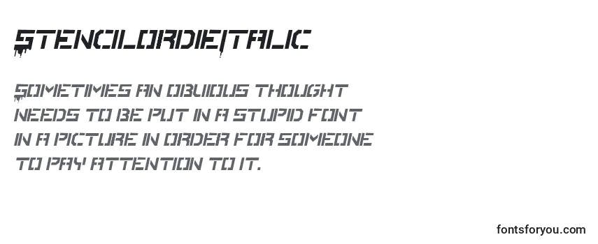 Review of the StencilordieItalic Font