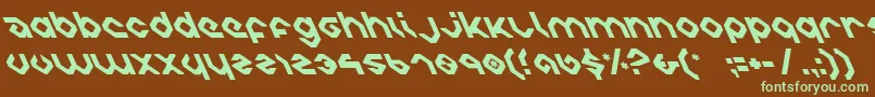 フォントCharliel – 緑色の文字が茶色の背景にあります。