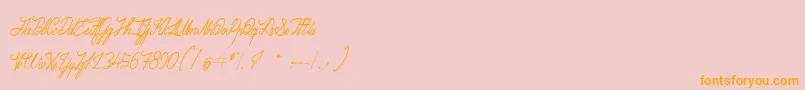AdventuresOnTheMountains-Schriftart – Orangefarbene Schriften auf rosa Hintergrund