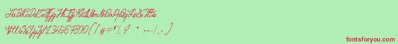 AdventuresOnTheMountains Font – Red Fonts on Green Background