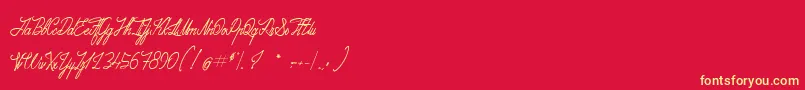AdventuresOnTheMountains Font – Yellow Fonts on Red Background