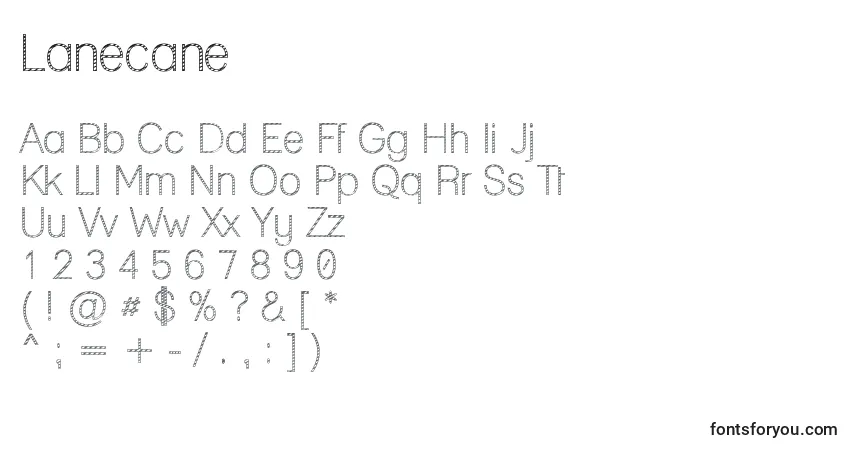 A fonte Lanecane – alfabeto, números, caracteres especiais