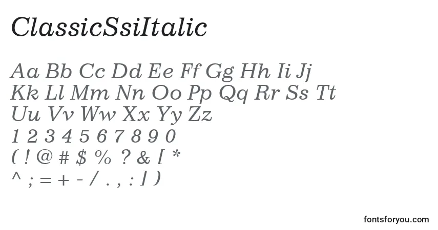 Fuente ClassicSsiItalic - alfabeto, números, caracteres especiales