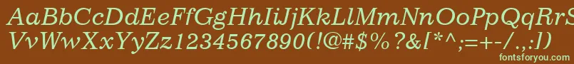 ClassicSsiItalic-fontti – vihreät fontit ruskealla taustalla